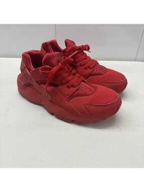 Nike Boys Air Huarache Run 654275-600 All Red Lace-Up Sneaker Shoes Size 7Y